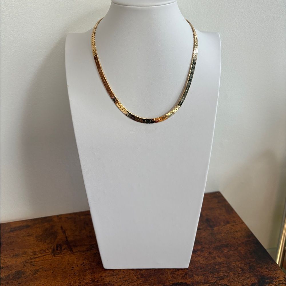 Classic 18K Gold-Plated Herringbone Necklace 18”